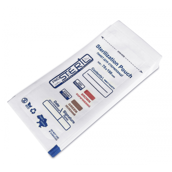 Крафт-пакеты 75х150 PRO STERIL c индикатором 4 класса БЕЛЫЕ, 100 шт