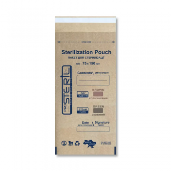 Крафт-пакеты 75х150 PROSTERIL c индикатором 4 класса БУРЫЙ, 100 шт
