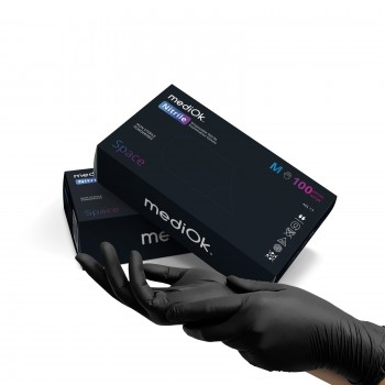 Нитриловые перчатки MediOk  S  размер , чёрные