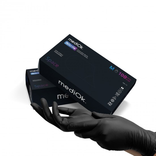 Нитриловые перчатки MediOk  S  размер , чёрные