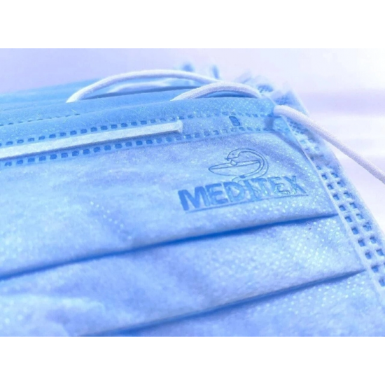 Маска  защитная для лица 3-х слойная, голубая  50 шт