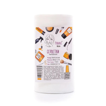 Салфетки в рулоне Panni Mlada 15х15 гладкие, 100 шт