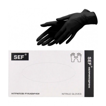 SEF перчатки нитриловые, размер S, черные