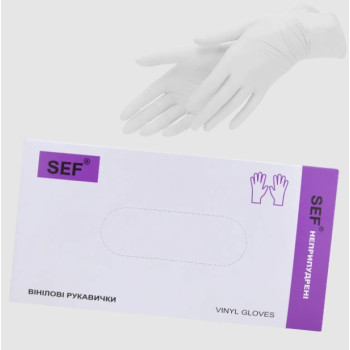 SEF  перчатки виниловые без пудры, М размер