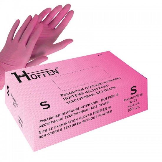 Нитриловые перчатки Hoffen  S  размер , розовые