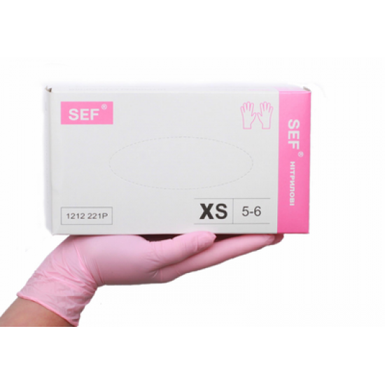 SEF перчатки нитриловые, размер XS, розовые