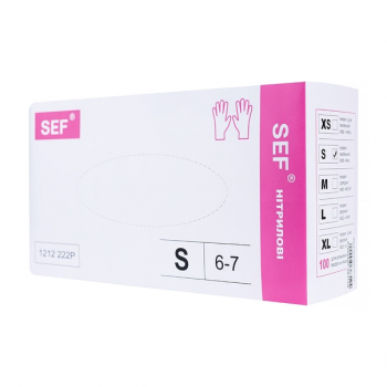 SEF перчатки нитриловые, размер S, розовые
