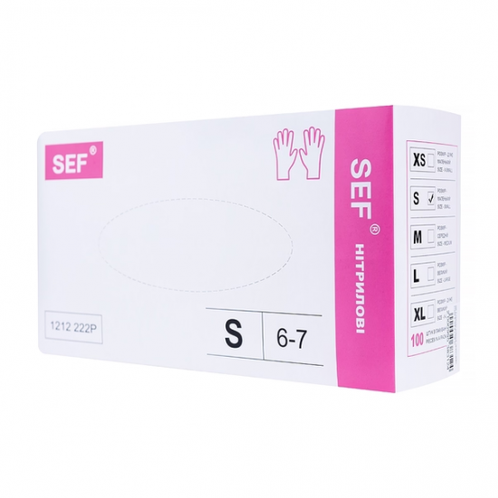 SEF перчатки нитриловые, размер S, розовые