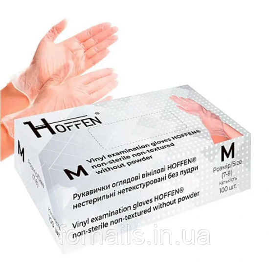 Виниловые перчатки Hoffen, размер М