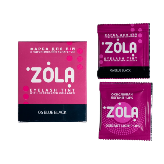 ZOLA САШЕ Краска для бровей с колагеном  BLUE BLACK  (06),  сине-чёрная