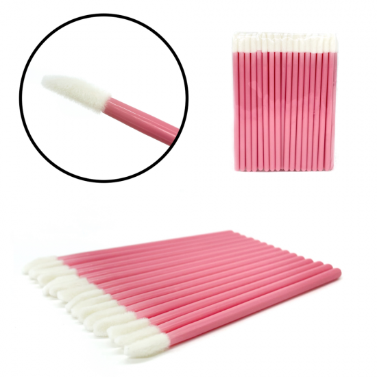 Макробраши/аппликаторы для наращивания, ламинирования ресниц,50 шт/уп, розовые