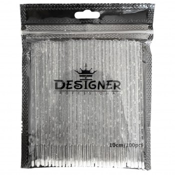 Микробраши c блестками Дизайнер (микроаппликаторы) для наращивания и ламинирования ресниц, 100 шт./уп черные