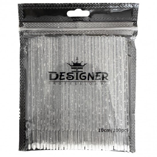 Микробраши c блестками Дизайнер (микроаппликаторы) для наращивания и ламинирования ресниц, 100 шт./уп черные