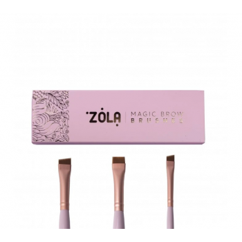 ZOLA Набор кистей проффесиональный  для окрашивания бровей MAGIC BROW BRUSHES светло-розовый
