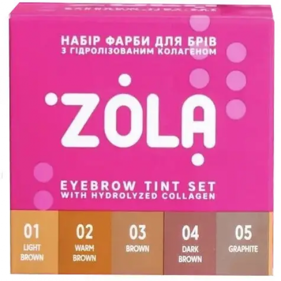 ZOLA Набор красок САШЕ для бровейс окислителем, 5 цветов 5*5 мл