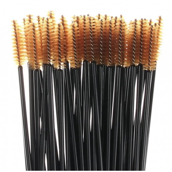 Щёточки одноразовые для расчесывания ресниц и бровей, 50 шт/уп, золотые