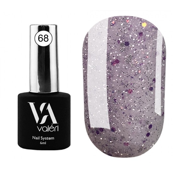 Base Valeri № 68 Flash, 6 ml, светоотражающая база лилового цвета