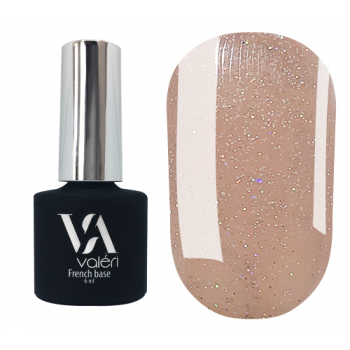 French Base Valeri № 20, 6 ml, бежево-персиковый с голографическим шимером