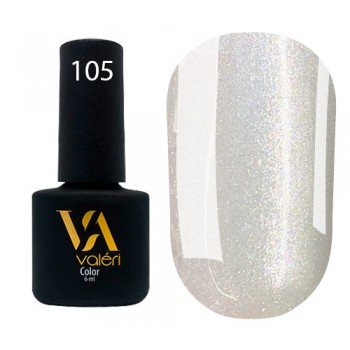 Valeri № 105 color, 6 ml, белый жемчужный с голографическим микроблеском