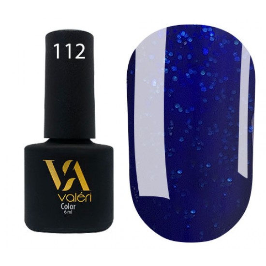 Valeri № 112 color, 6 ml, темный синий с синим микроблеском