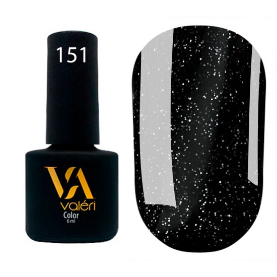 Valeri № 151 color, 6 ml, черный с разноцветными блестками