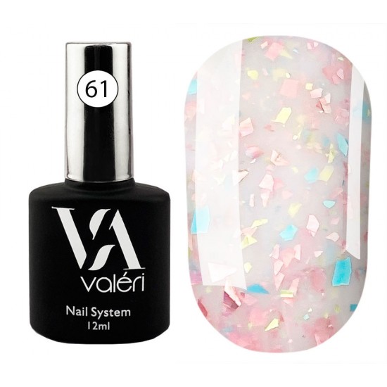 Base Valeri № 61 Potal, 12 ml, бледно-розовый с розовой, золотой и голубой поталью