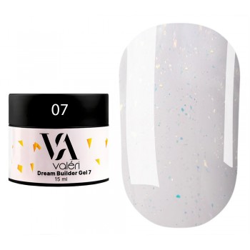 Dream Builder gel №007  15 ml,Valeri нюдово розовый с золотистими хлопьями