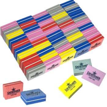 Мини баф (1 шт.) прямоугольный 100/180 - для обработки ногтевой пластины (цвет рандомно)