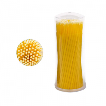 Микробраши/аппликаторы в тубусе для наращивания, ламинирования ресниц,100 шт, 4 мм (жёлтые)